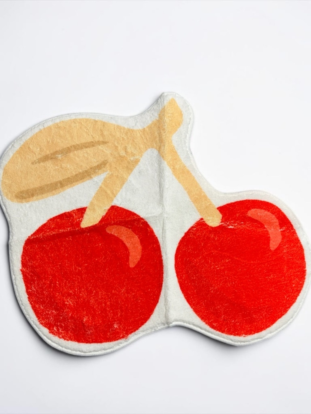 NWOT Cherry Shaped Non Slip Bath Mat Fluffy Accent Rug 22x18